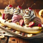 receta vegana de banana split con nata de aquafaba