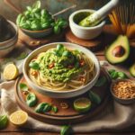 receta vegana de pasta al pesto de aguacate facil y deliciosa