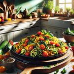 receta vegana de pasta de calabacin con verduras facil y deliciosa