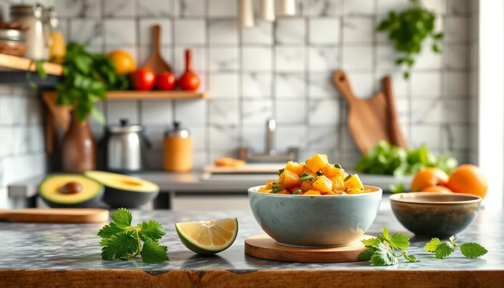 Receta vegana de salsa mexicana de mango y aguacate 3 receta vegana de salsa mexicana de mango y aguacate