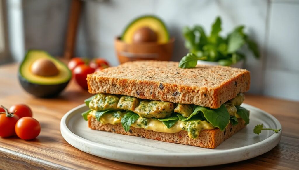 Receta vegana de sándwich pesto hummus aguacate 4 receta vegana de sandwich pesto hummus aguacate
