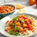 Receta vegana de seitán con salsa de guisantes