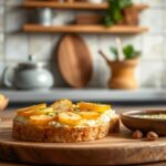 Receta vegana de tostadas mantequilla cacahuete manzana asada nueces