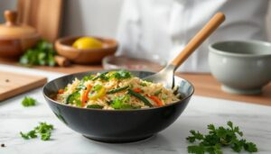 Receta vegana de wok de arroz integral con verduras 1 receta vegana de wok de arroz integral con verduras
