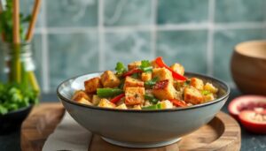 Receta vegana de wok de tofu con arroz y verduras 3 receta vegana de wok de tofu con arroz y verduras